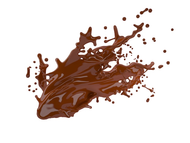 3d illustration of chocolate splash on white background with clipping path