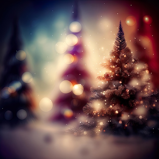 3D illustration Christmas, New Year  holiday blurred background