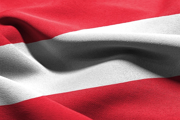 3D illustration closeup flag of Austria