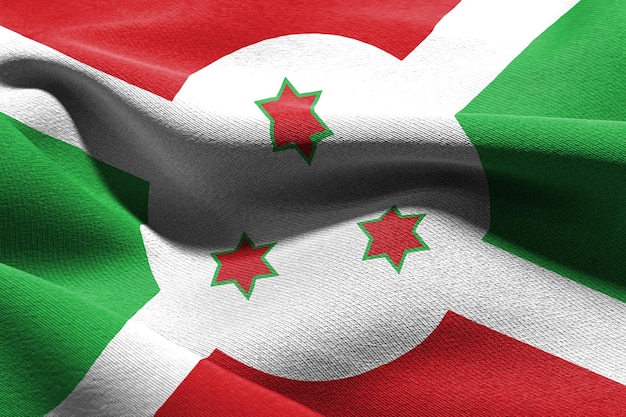 3D illustration closeup flag of Burundi