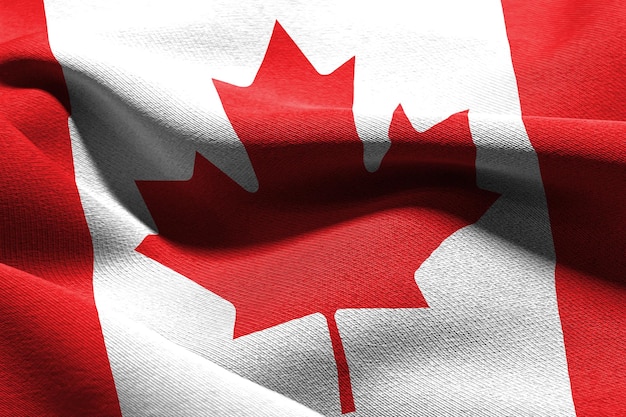 3D illustration closeup flag of Canada