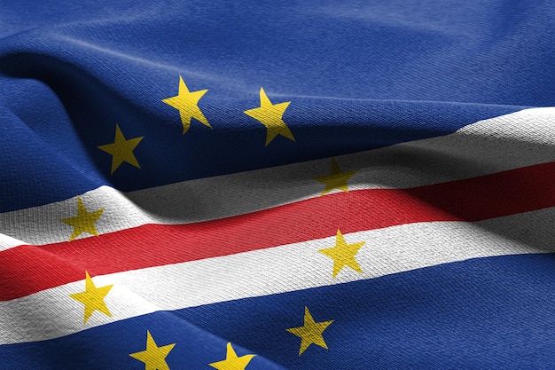 3D illustration closeup flag of Cape Verde