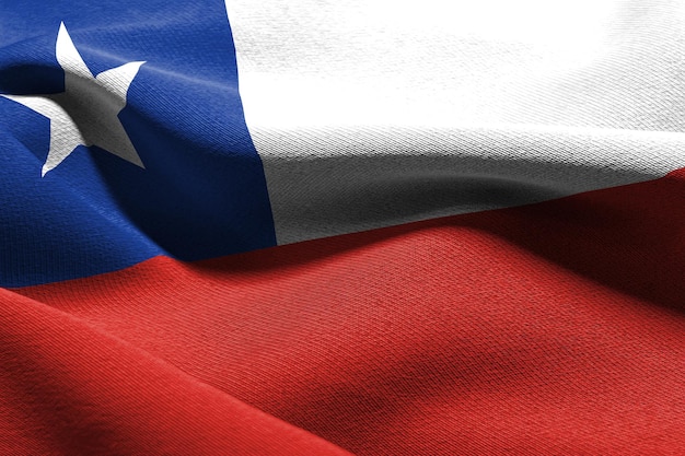 3D illustration closeup flag of Chile