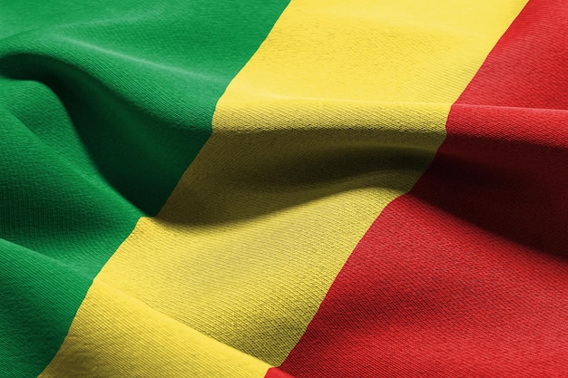 3D illustration closeup flag of Congo