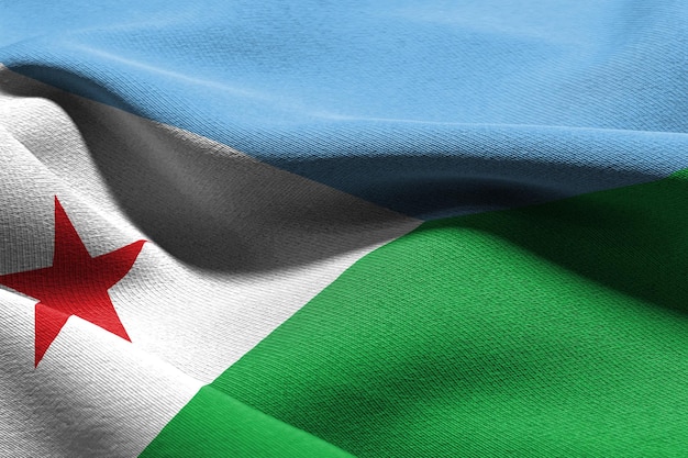 3D illustration closeup flag of Djibouti