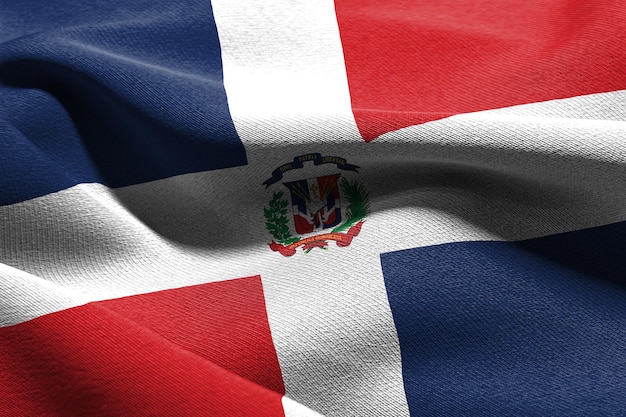 3D illustration closeup flag of Dominican Republic