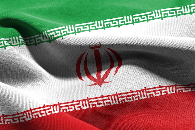 3D illustration closeup flag of Iran