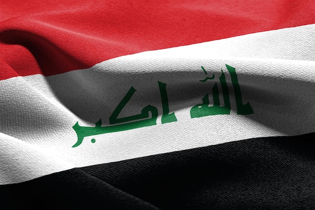 3D illustration closeup flag of Iraq