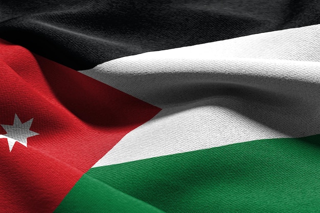 3D illustration closeup flag of Jordan