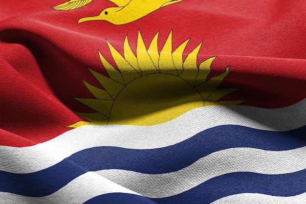 3D illustration closeup flag of Kiribati