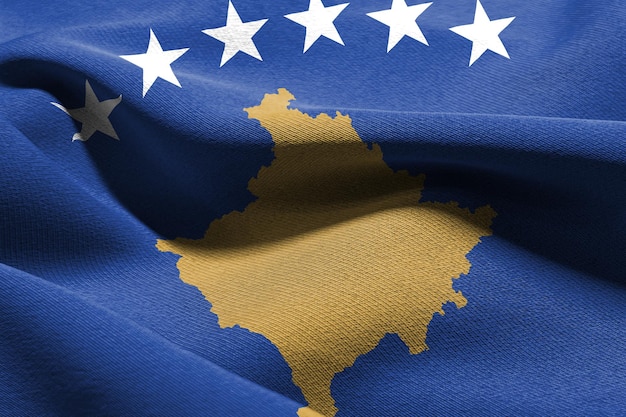 3D illustration closeup flag of Kosovo