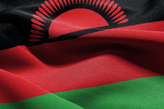 3D illustration closeup flag of Malawi