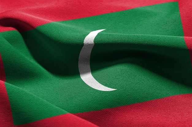 3D illustration closeup flag of Maldives