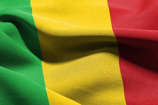 3D illustration closeup flag of Mali