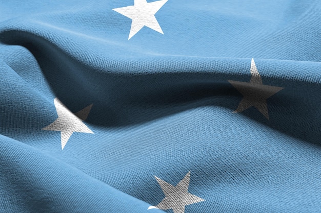 3D illustration closeup flag of Micronesia