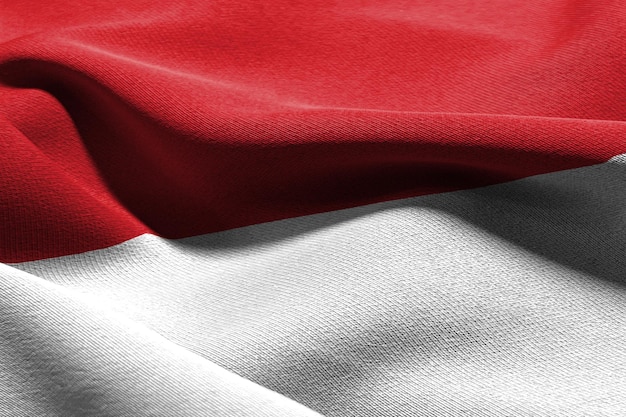 3D illustration closeup flag of Monaco