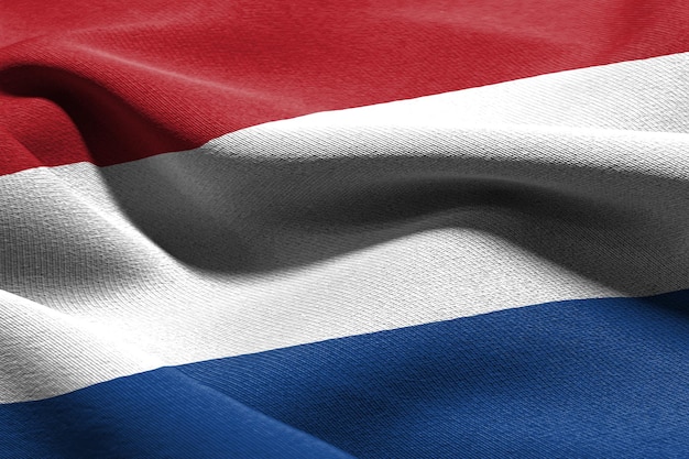 3D illustration closeup flag of Netherlands