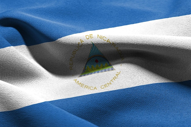 3D illustration closeup flag of Nicaragua