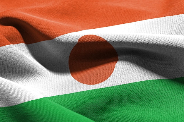 3D illustration closeup flag of Niger