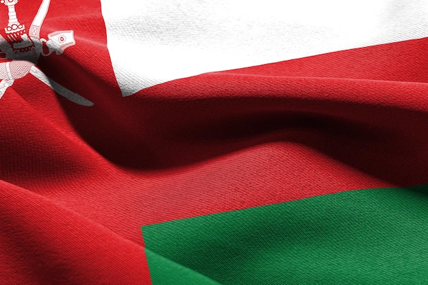 3D illustration closeup flag of Oman