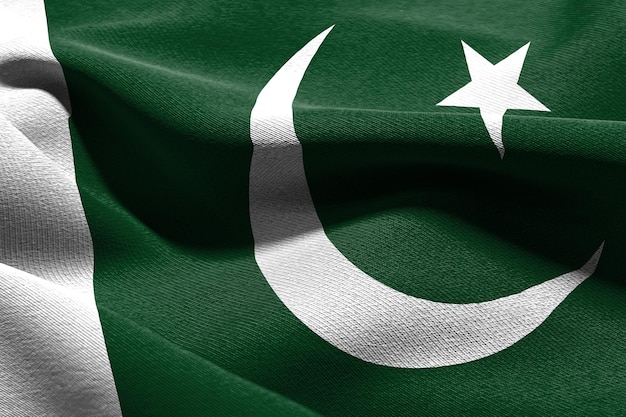 3D illustration closeup flag of Pakistan