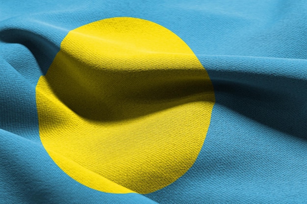 3D illustration closeup flag of Palau