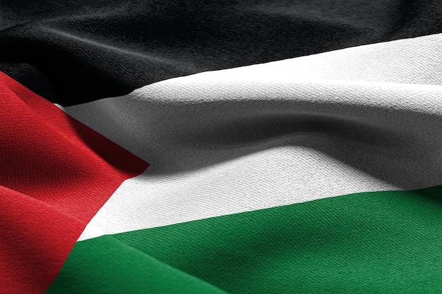 3D illustration closeup flag of Palestine