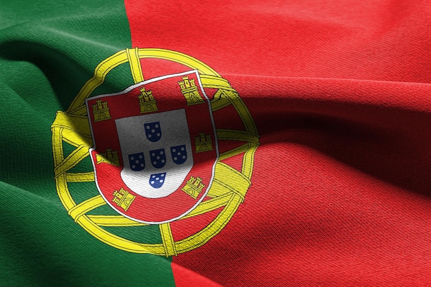 3D illustration closeup flag of Portugal