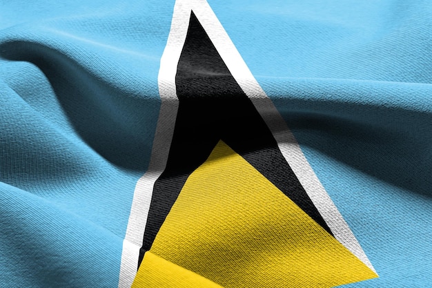 3D illustration closeup flag of Saint Lucia