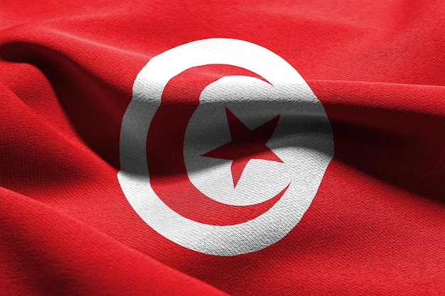 3D illustration closeup flag of Tunisia