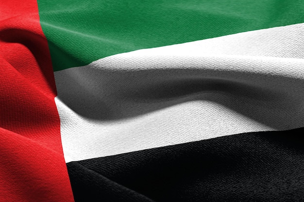 3D illustration closeup flag of United Arab Emirates