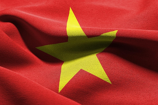 3D illustration closeup flag of Vietnam