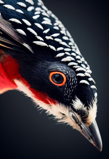 3d illustration of closeup woodpecker bird detailed feather