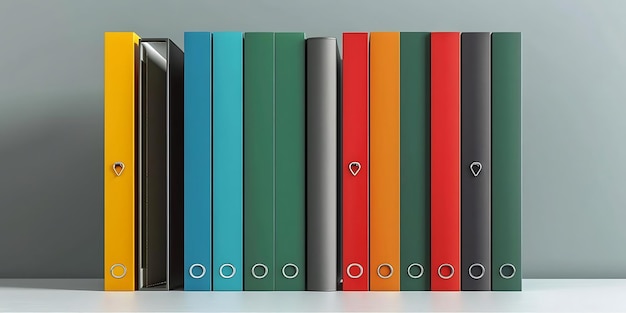 Photo 3d illustration of colorful binders