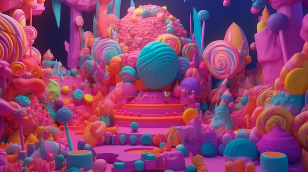 A 3d illustration of a colorful candy display.