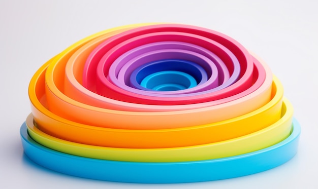 3d illustration of a colorful rainbow on a white background in the style of focus stacking