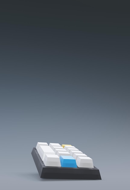 3D illustration computer keyboard objects with cool elegant black background