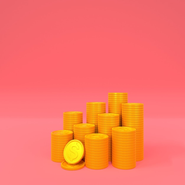 3d illustration concept of money stack for investment