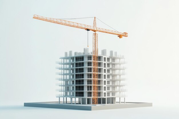 Photo 3d illustration of a contemporary building under construction with modern architectural design