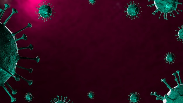 3D illustration Coronavirus COVID-19 virus under microscope in blood sample