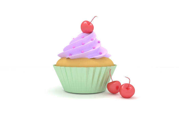 3D illustration cupcake