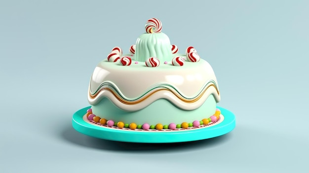 3d illustration of cute birthday cake, Sweet cake for a surprise birthday, for anniversary and celebration ,mother day, Valentine day, sweet food, cupcake, Generative AI illustration