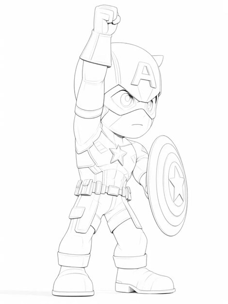 Photo a 3d illustration cute captain america cartoon illustration