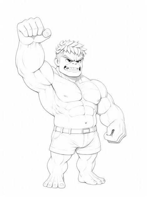 Photo a 3d illustration cute hulk cartoon illustration