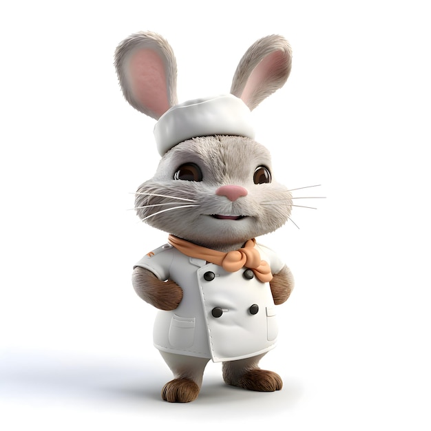 3d illustration of a cute mouse as a chef cook or baker