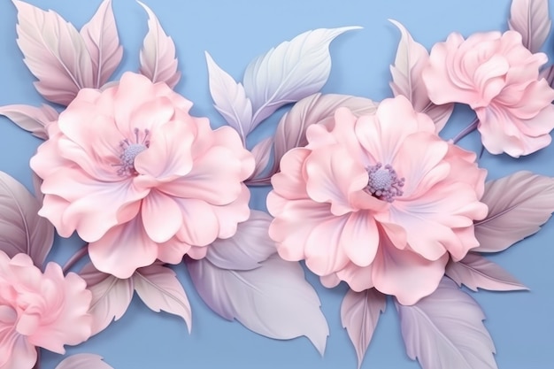 3D illustration of delicate flower leaves in watercolor style Generative AI