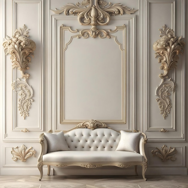 3D illustration design interior wall classic tufted