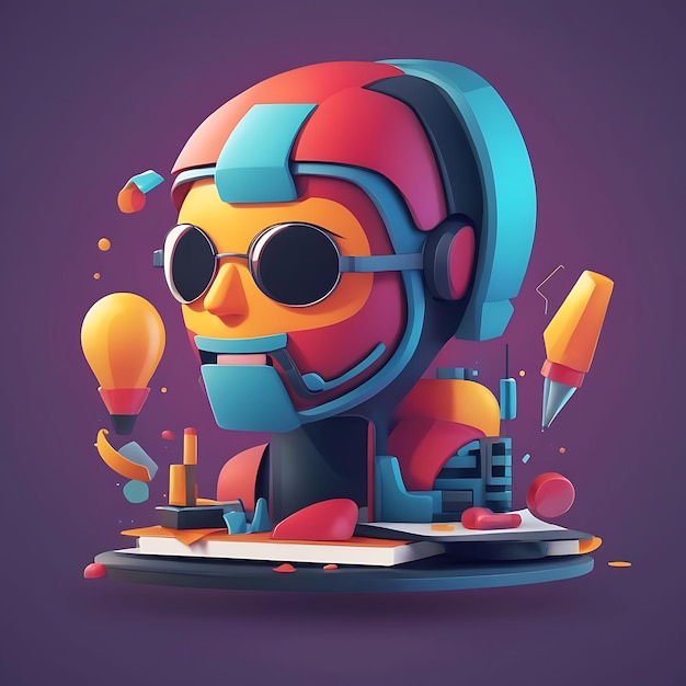 3d illustration Digital icon desing