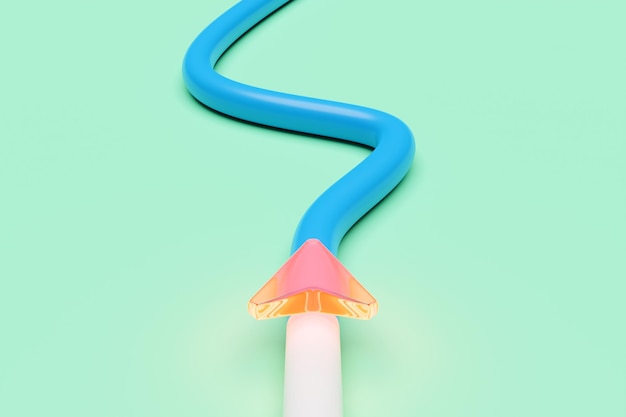 3d illustration of a directional trajectory icon with navigation neon markers