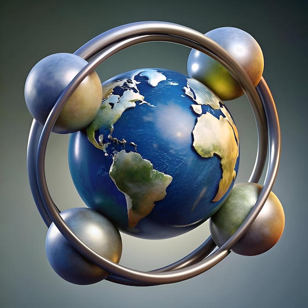 A 3D illustration of the Earth surrounded by a ring symbolizing energy and global connection